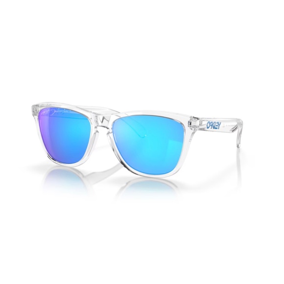 Oakley Frogskins Sunglasses Crystal Clear with Prizm Sapphire Iridium Lens 55mm - Picture 1 of 4